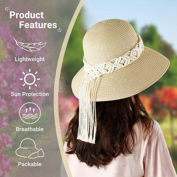 Womens Straw Fedora Packable Wide Brim Foldable Roll up Floppy Bucket Cap main image 4